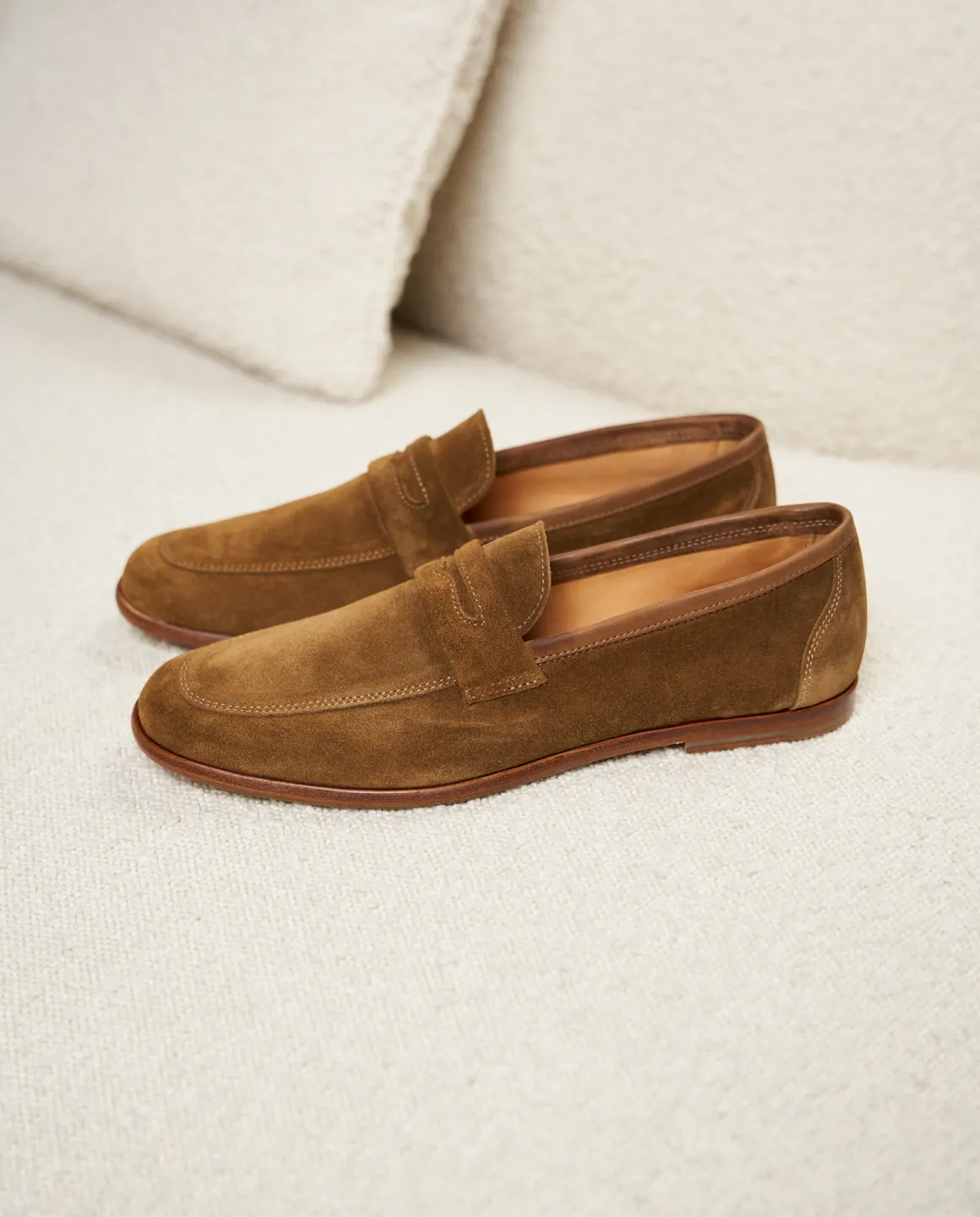 Homme Paire et Fils Mocassins-Mocassin en daim feuilles mortes