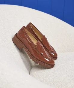 Femme Paire et Fils Mocassins Et Derbies-Mocassin femme en cuir cognac verni