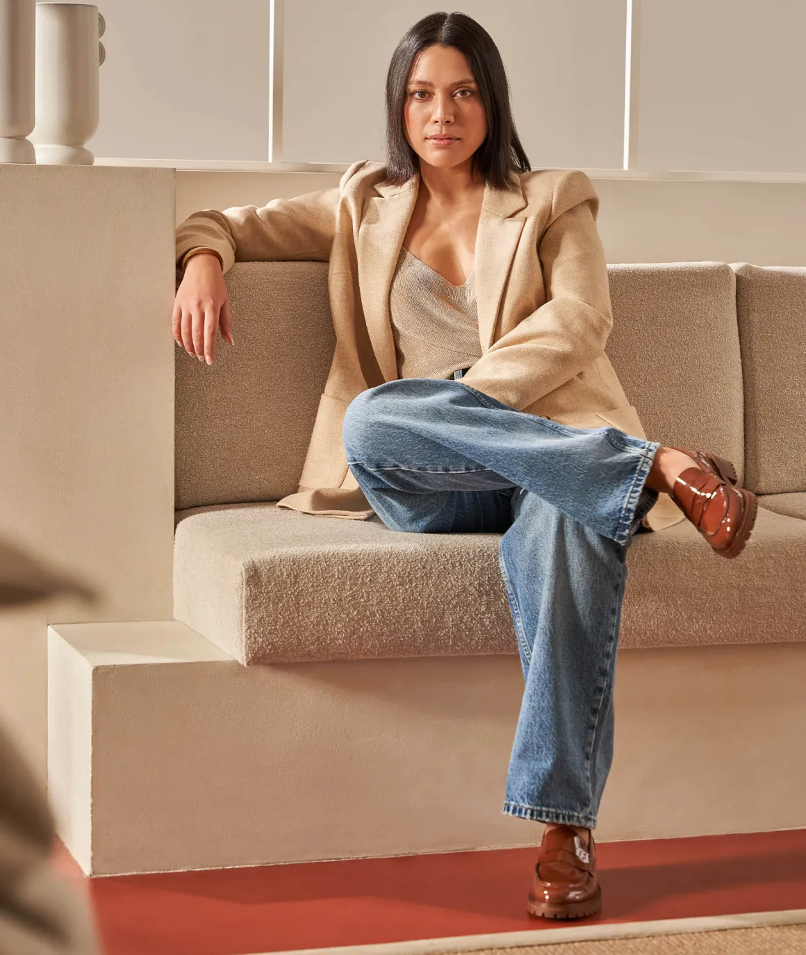 Femme Paire et Fils Mocassins Et Derbies-Mocassin femme en cuir cognac verni