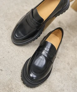 Femme Paire et Fils Mocassins Et Derbies-Mocassin femme en cuir noir vernis