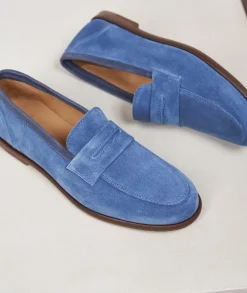 Femme Paire et Fils Mocassins Et Derbies-Mocassin femme en daim bleu ciel