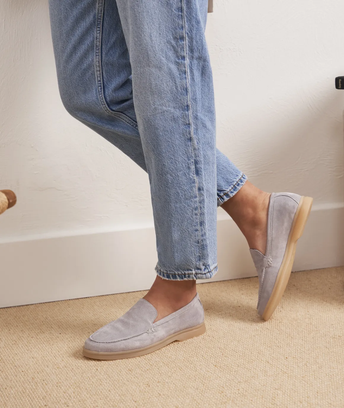 Femme Paire et Fils Mocassins Et Derbies-Mocassin femme en daim gris perle