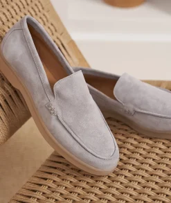 Femme Paire et Fils Mocassins Et Derbies-Mocassin femme en daim gris perle
