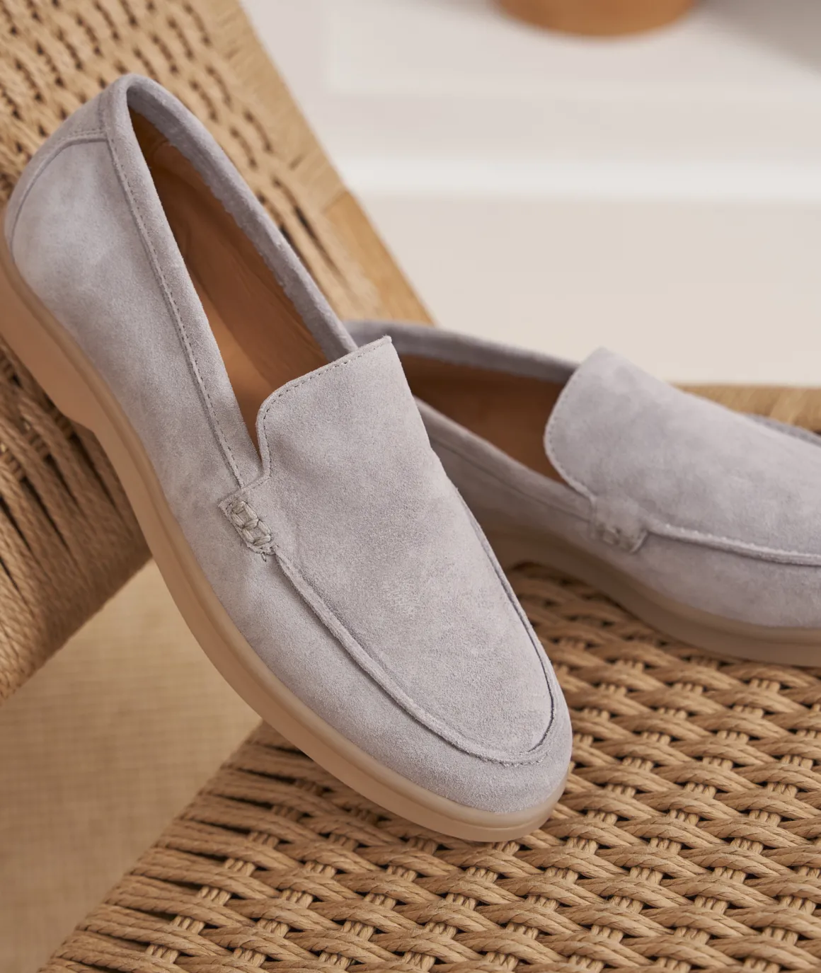 Femme Paire et Fils Mocassins Et Derbies-Mocassin femme en daim gris perle