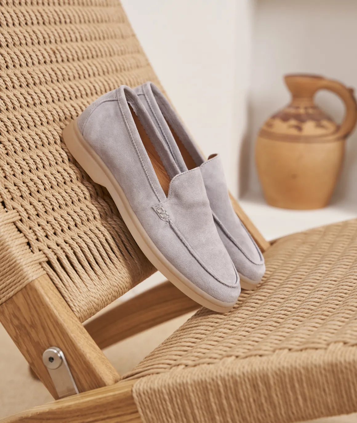 Femme Paire et Fils Mocassins Et Derbies-Mocassin femme en daim gris perle