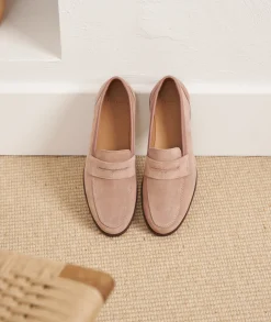 Femme Paire et Fils Mocassins Et Derbies-Mocassin femme en daim vieux rose