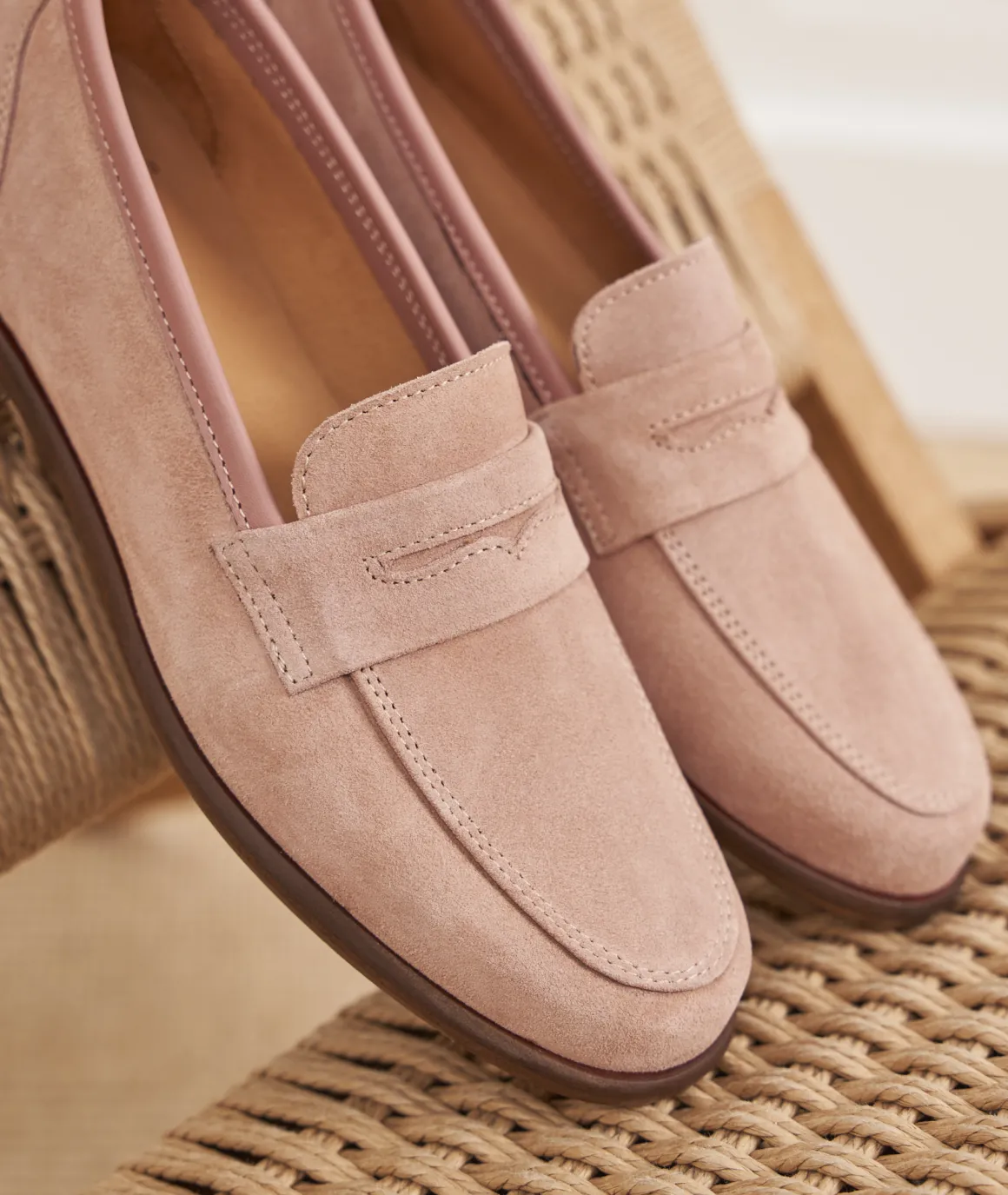 Femme Paire et Fils Mocassins Et Derbies-Mocassin femme en daim vieux rose