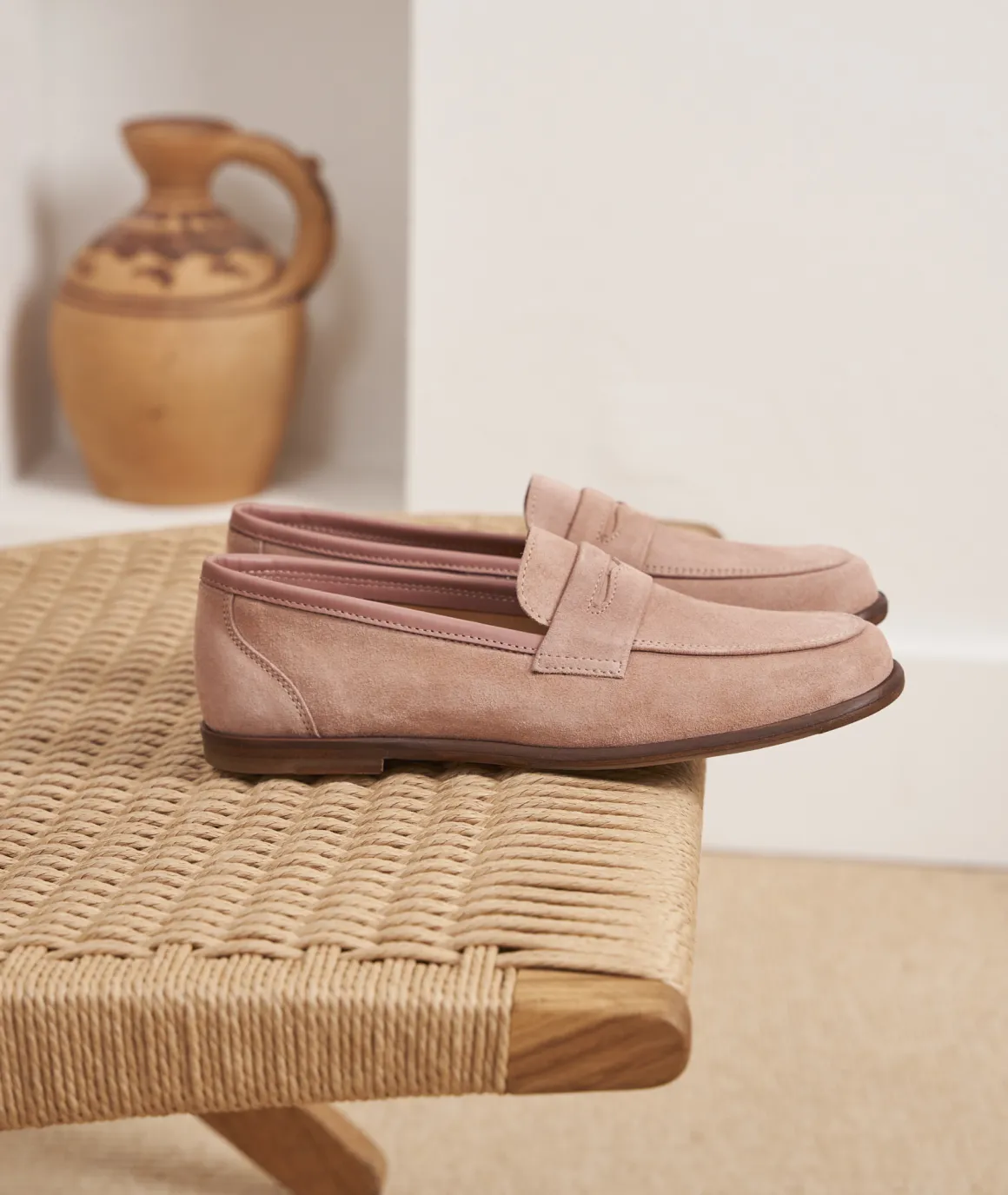 Femme Paire et Fils Mocassins Et Derbies-Mocassin femme en daim vieux rose