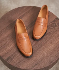 Femme Paire et Fils Mocassins Et Derbies-Mocassin femme en cuir cognac
