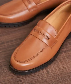Femme Paire et Fils Mocassins Et Derbies-Mocassin femme en cuir cognac
