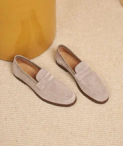Homme Paire et Fils Mocassins-Mocassin homme en daim gris