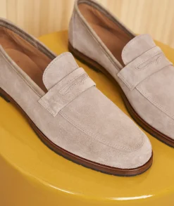 Homme Paire et Fils Mocassins-Mocassin homme en daim gris