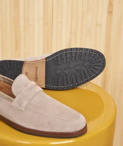 Homme Paire et Fils Mocassins-Mocassin homme en daim gris
