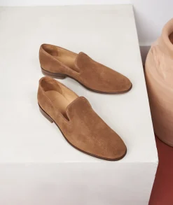 Homme Paire et Fils Mocassins-Mocassin homme en daim marron coco