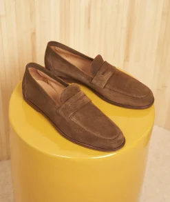 Homme Paire et Fils Mocassins-Mocassin homme en daim marron
