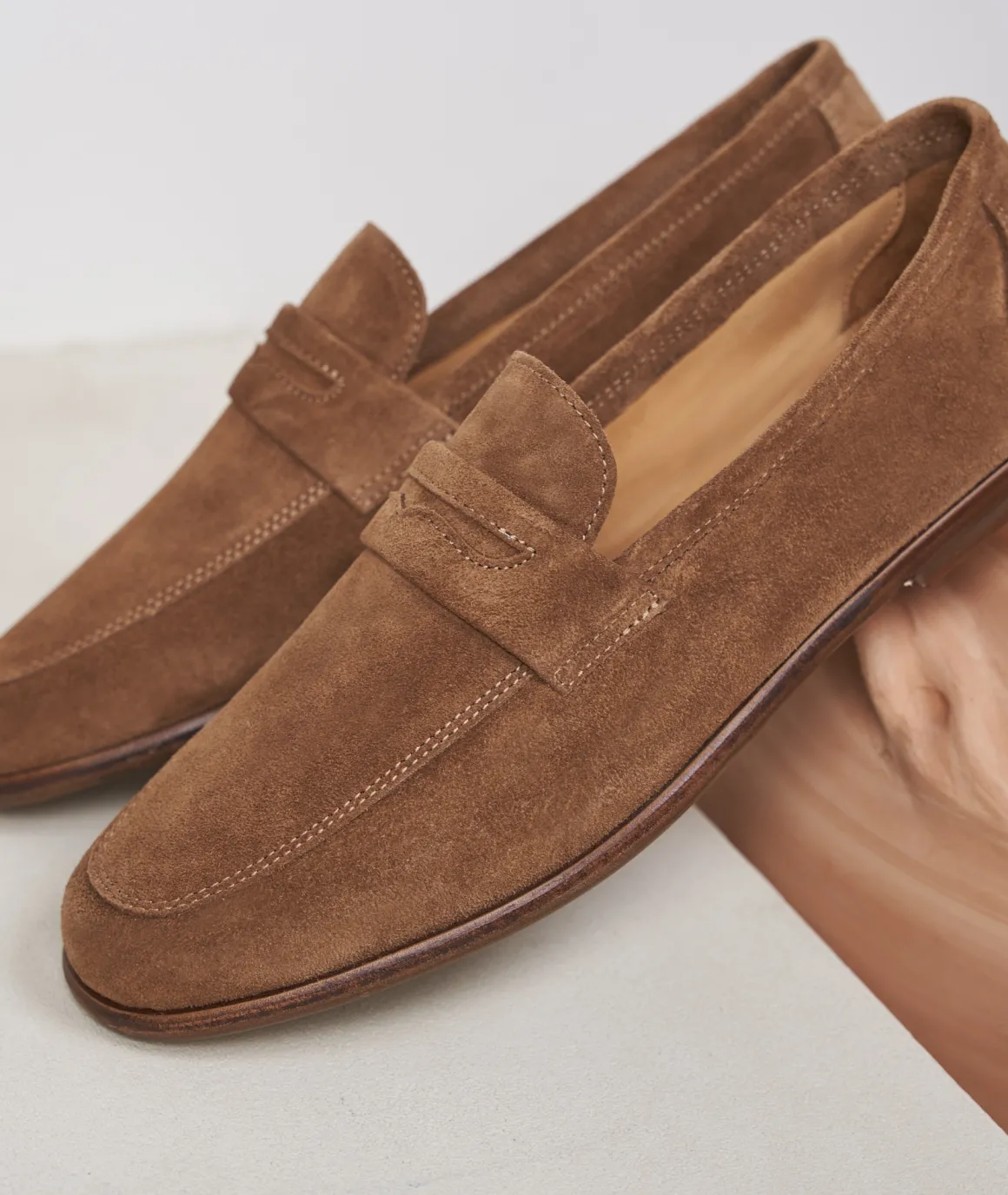 Homme Paire et Fils Mocassins-Mocassin homme en daim marron coco