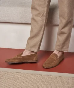 Homme Paire et Fils Mocassins-Mocassin homme en daim marron coco