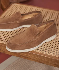 Homme Paire et Fils Mocassins-Mocassin homme en daim marron coco