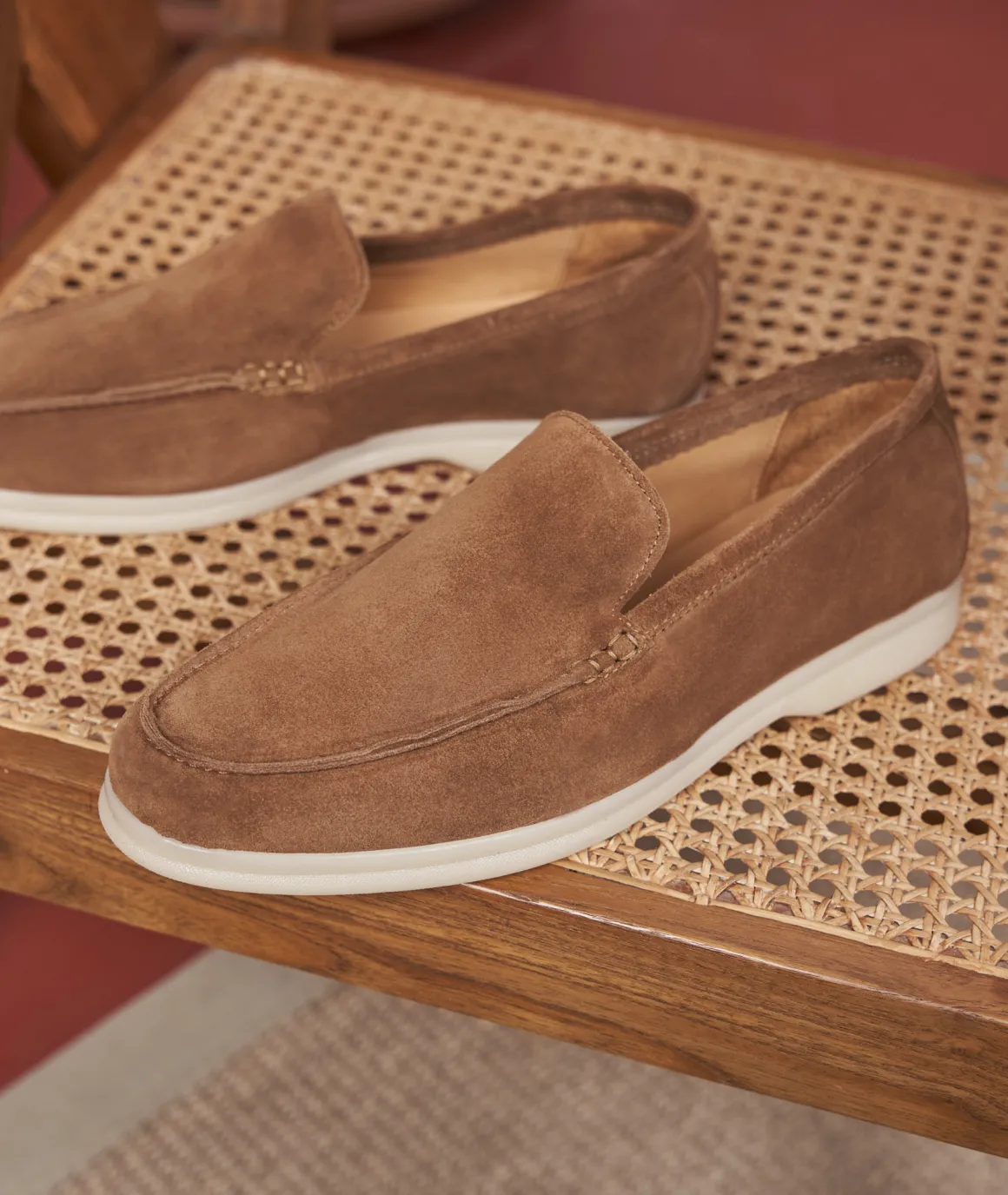 Homme Paire et Fils Mocassins-Mocassin homme en daim marron coco