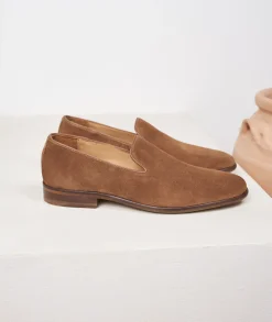 Homme Paire et Fils Mocassins-Mocassin homme en daim marron coco