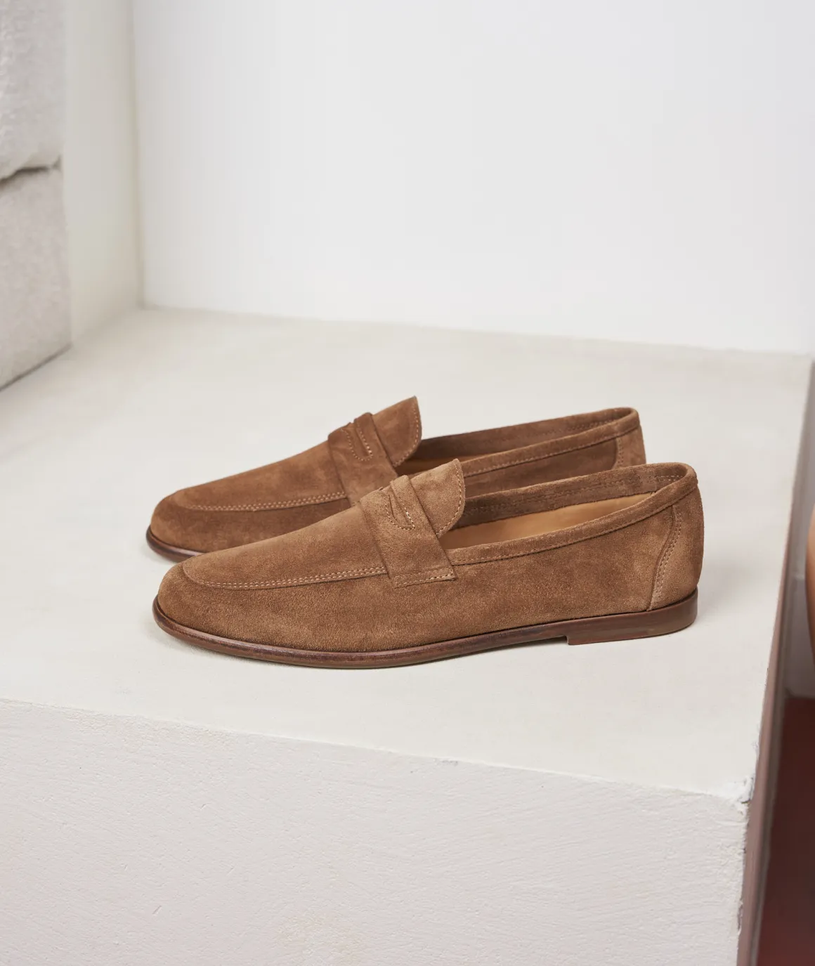 Homme Paire et Fils Mocassins-Mocassin homme en daim marron coco