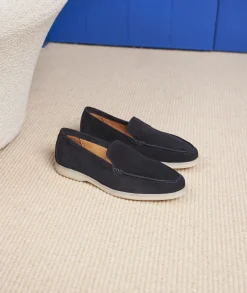 Homme Paire et Fils Mocassins-Mocassin homme en daim bleu marine