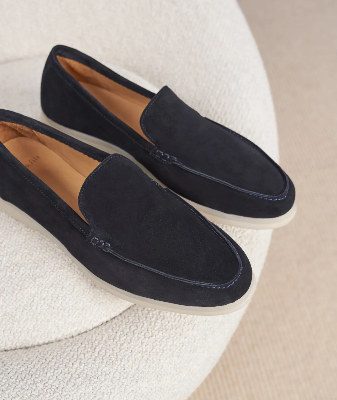Homme Paire et Fils Mocassins-Mocassin homme en daim bleu marine