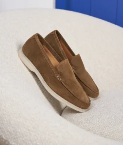Homme Paire et Fils Mocassins-Mocassin homme en daim feuilles mortes