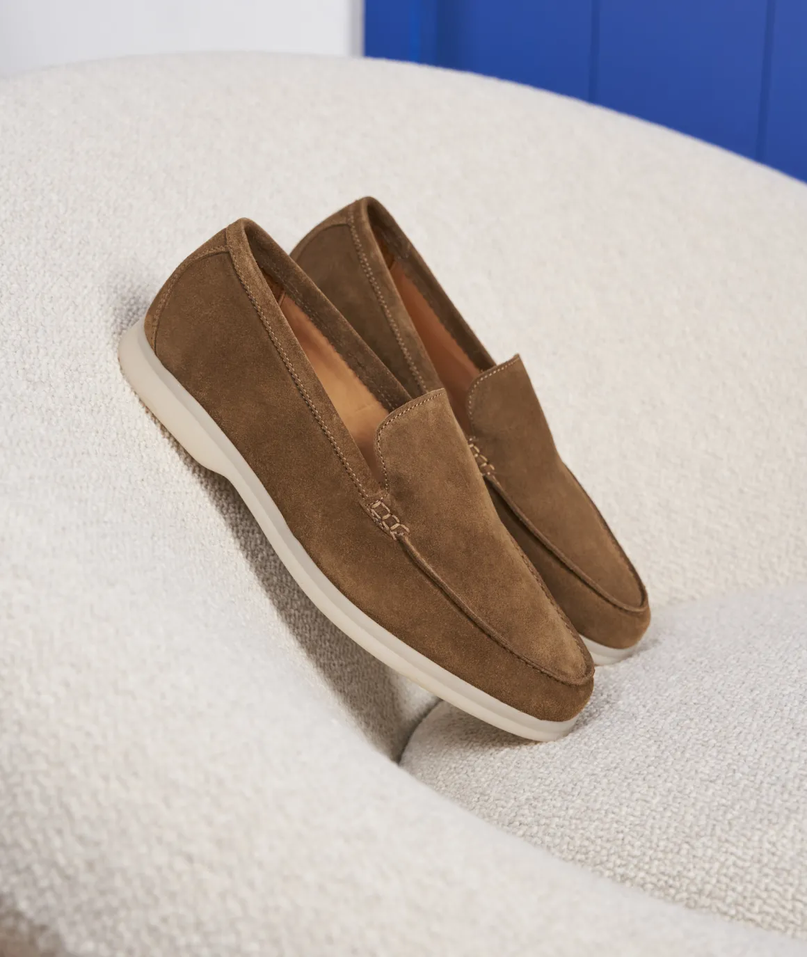 Homme Paire et Fils Mocassins-Mocassin homme en daim feuilles mortes