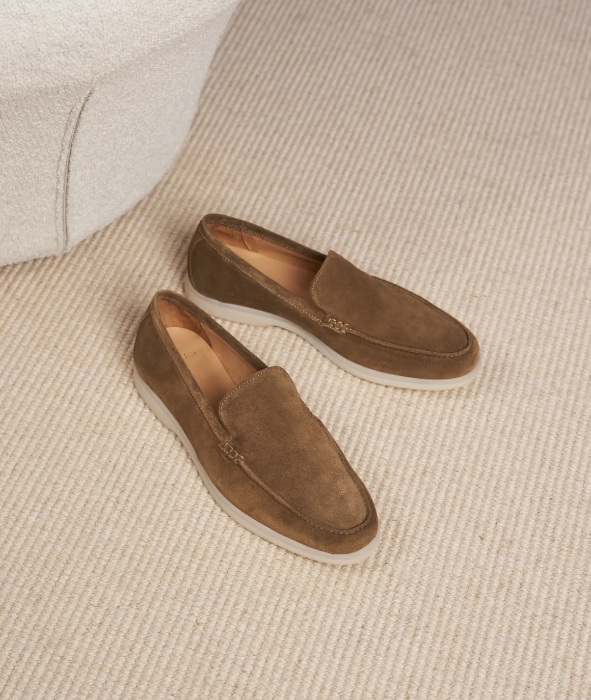 Homme Paire et Fils Mocassins-Mocassin homme en daim feuilles mortes