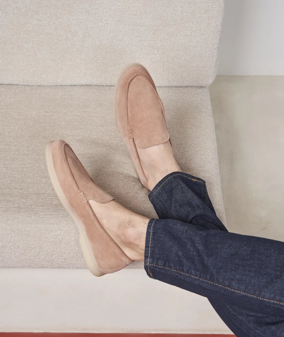 Homme Paire et Fils Mocassins-Mocassin homme en daim vieux