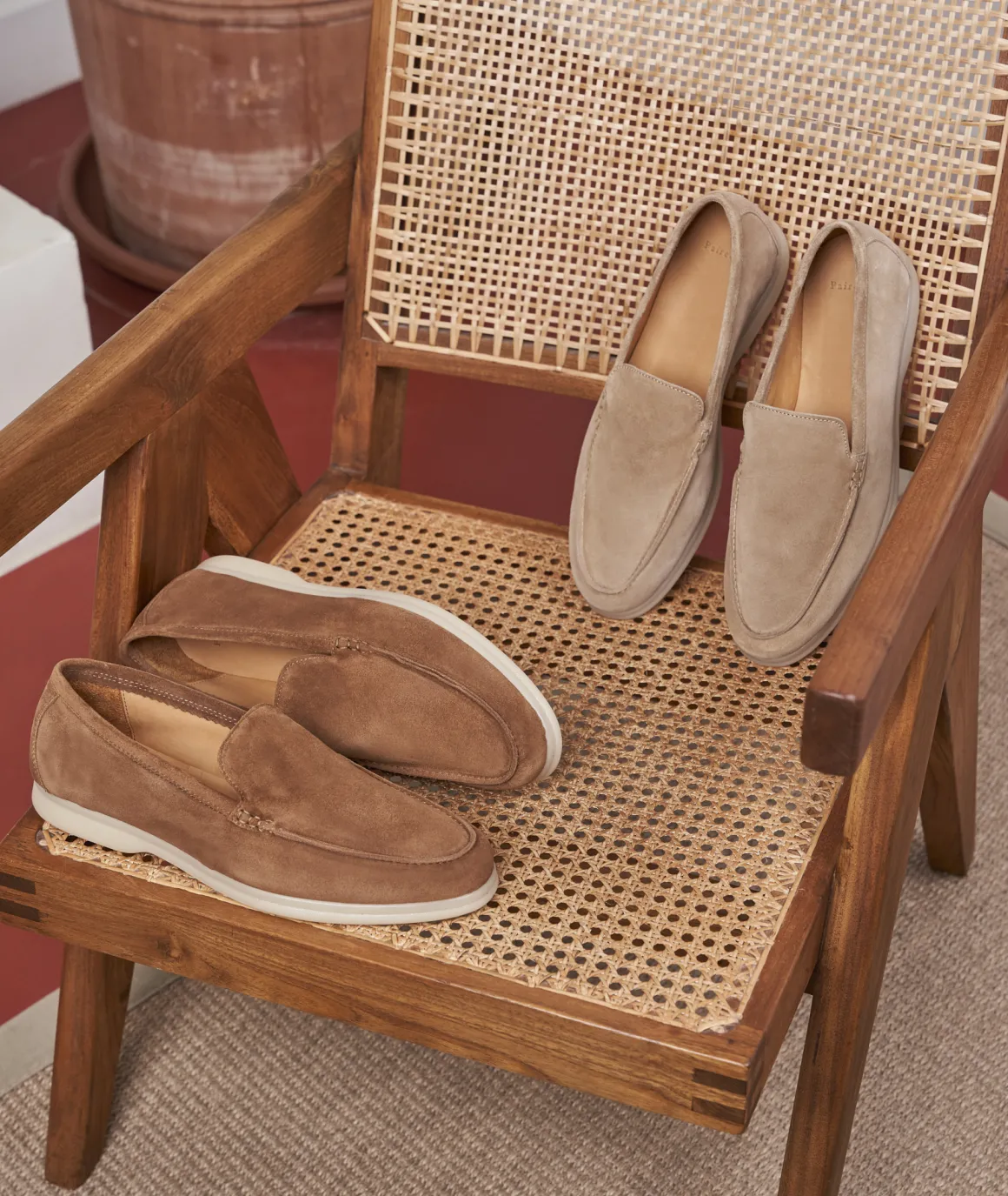 Homme Paire et Fils Mocassins-Mocassin homme en daim vieux