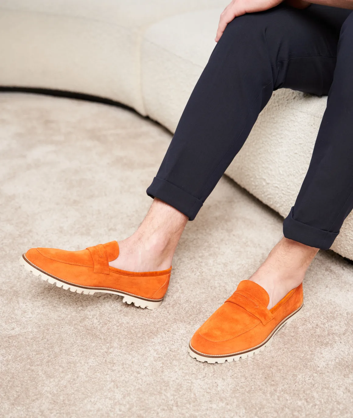Homme Paire et Fils Mocassins-Mocassins compensés en daim