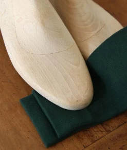 Homme Paire et Fils Chaussettes-Paire de chaussettes vert anglais unie en coton