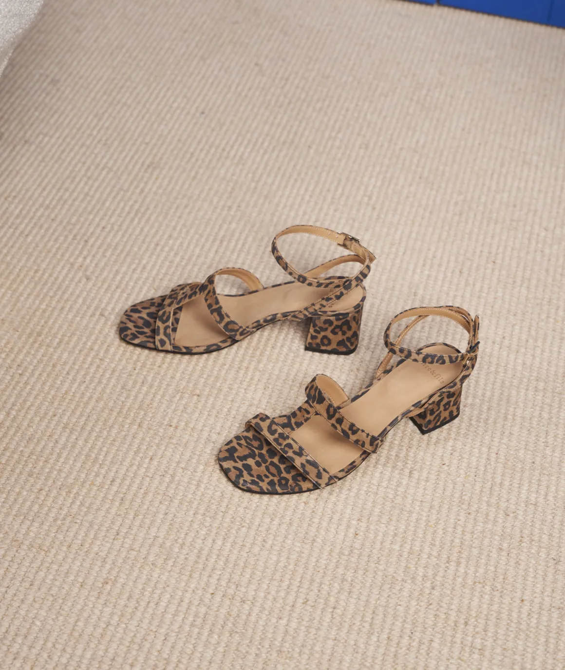 Femme Paire et Fils Sandales-Sandales à talon daim léopard