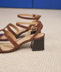 Femme Paire et Fils Sandales-Sandales à talon en cuir vernis