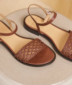 Femme Paire et Fils Sandales-Sandales plates en cuir