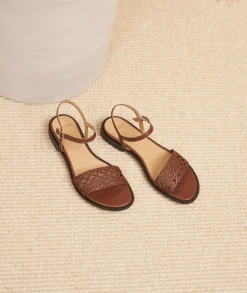 Femme Paire et Fils Sandales-Sandales plates en cuir