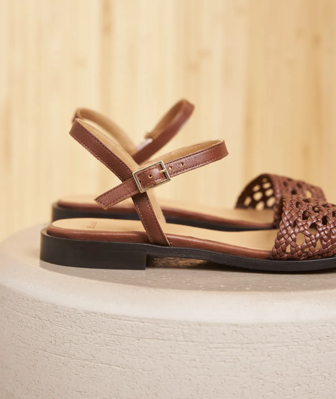 Femme Paire et Fils Sandales-Sandales plates en cuir