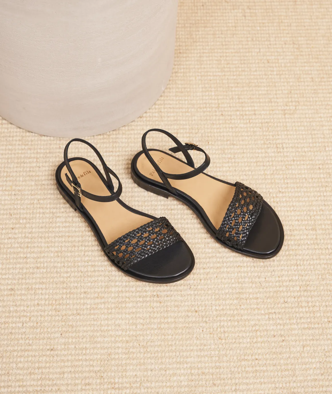 Femme Paire et Fils Sandales-Sandales plates en cuir