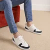 Homme Paire et Fils Sneakers-Sneakers en cuir blancet daim bleu marine