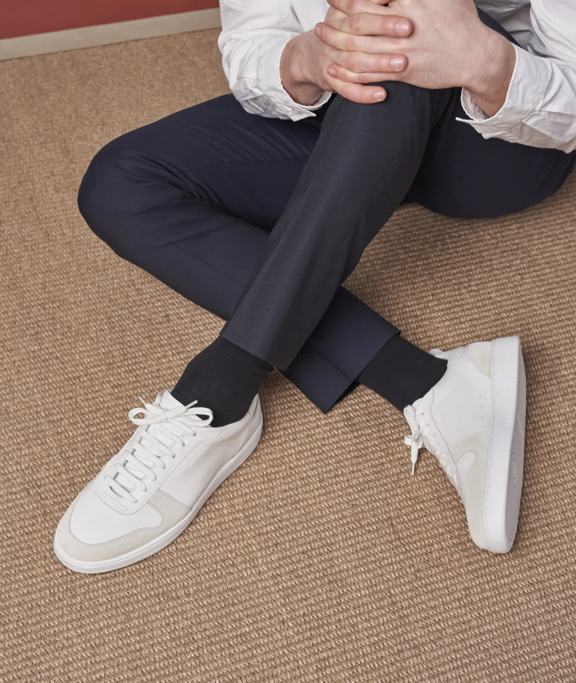 Homme Paire et Fils Sneakers-Sneakers en cuir blancet daim