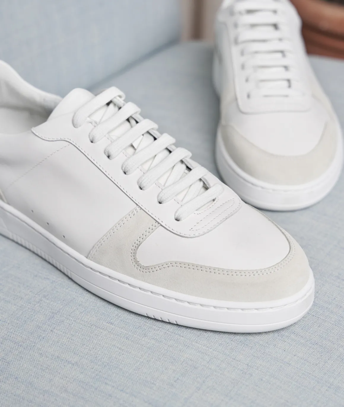 Homme Paire et Fils Sneakers-Sneakers en cuir blancet daim