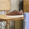 Homme Paire et Fils Sneakers-Sneakers en cuir cognac patiné