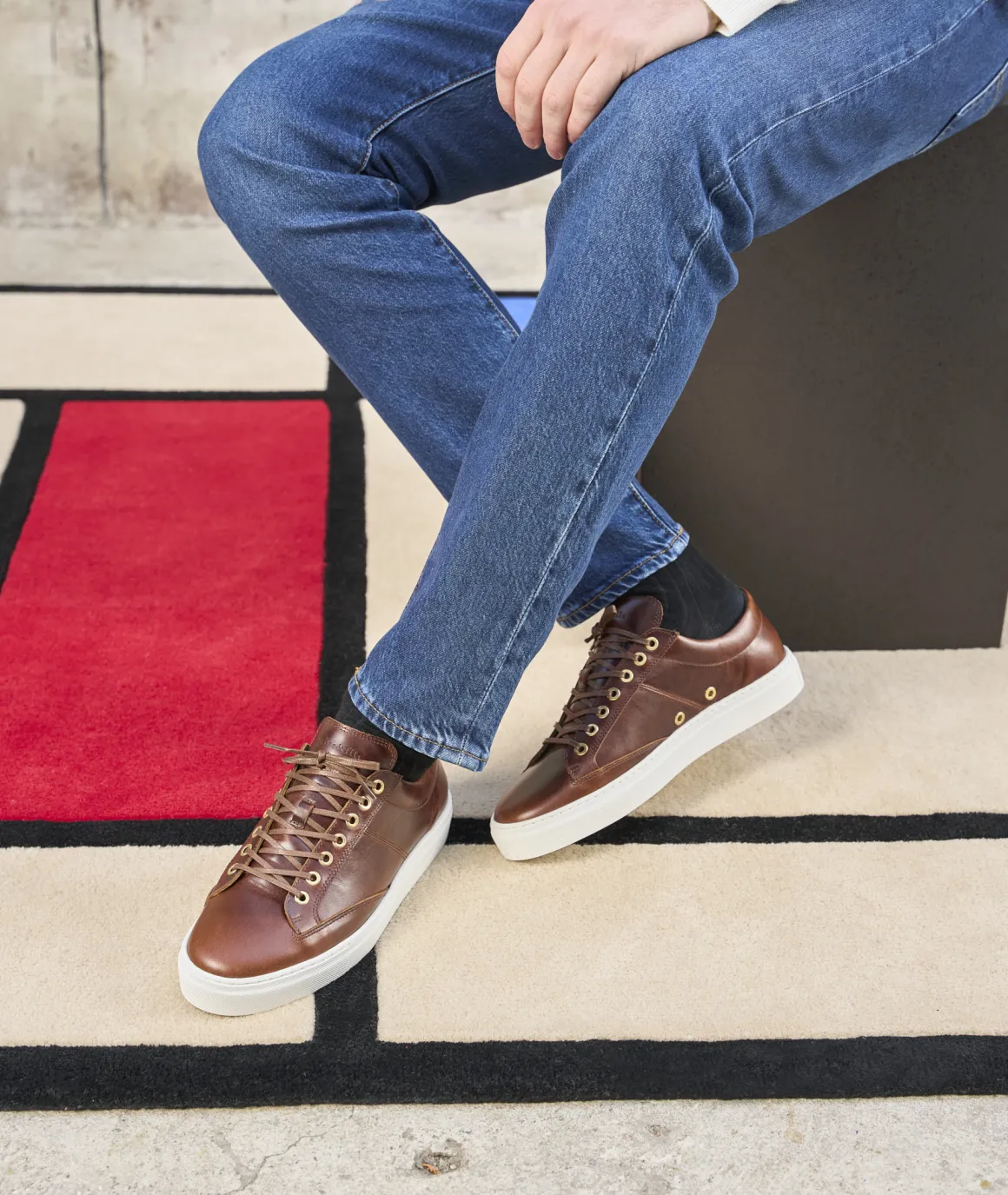 Homme Paire et Fils Sneakers-Sneakers en cuir lisse