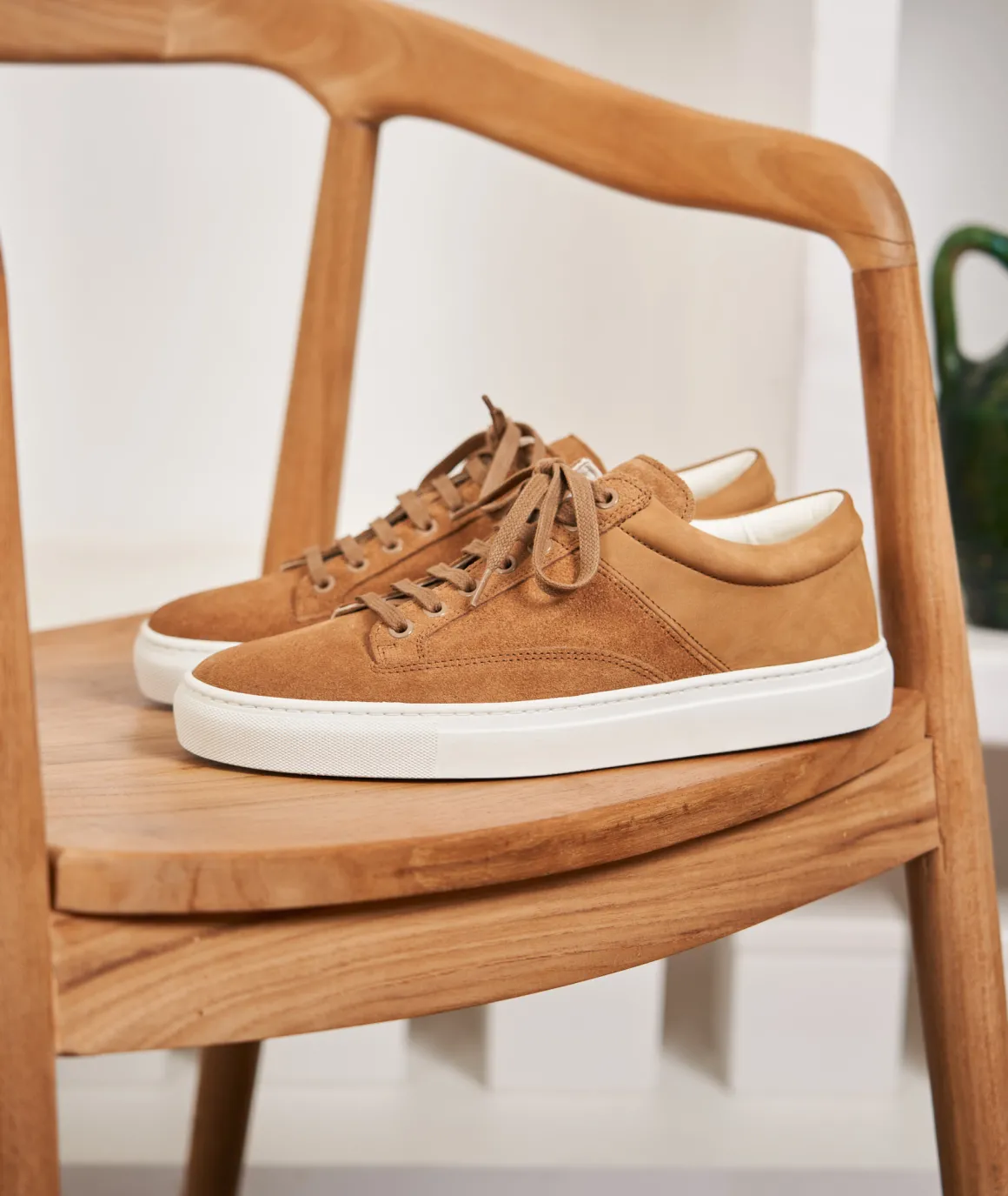 Homme Paire et Fils Sneakers-Sneakers homme en daim beige