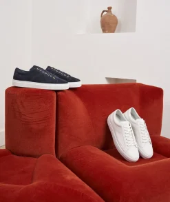 Homme Paire et Fils Sneakers-Sneakers homme en daim bleu marine
